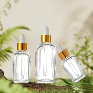 circle dropper bottle with gold cap