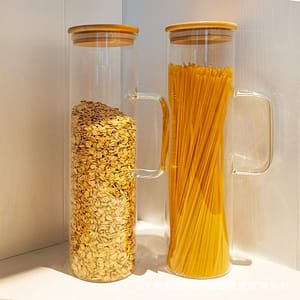 glass storage jar with bamboo lid