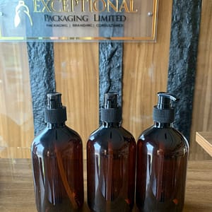 amber boston bottle with pump