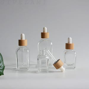 circle dropper bottle with bamboo cap