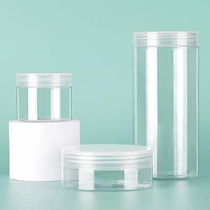 transparent pet jar with white lid copy