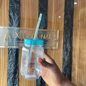 500ml mason jar with straw and lid