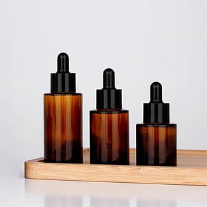 Home amber flat shoulder dropper bottle