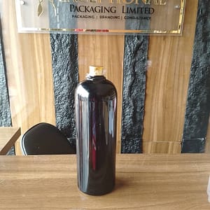 1 litre amber bottle with gold screw cap
