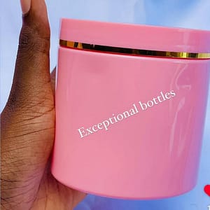 pink jars with gold lining